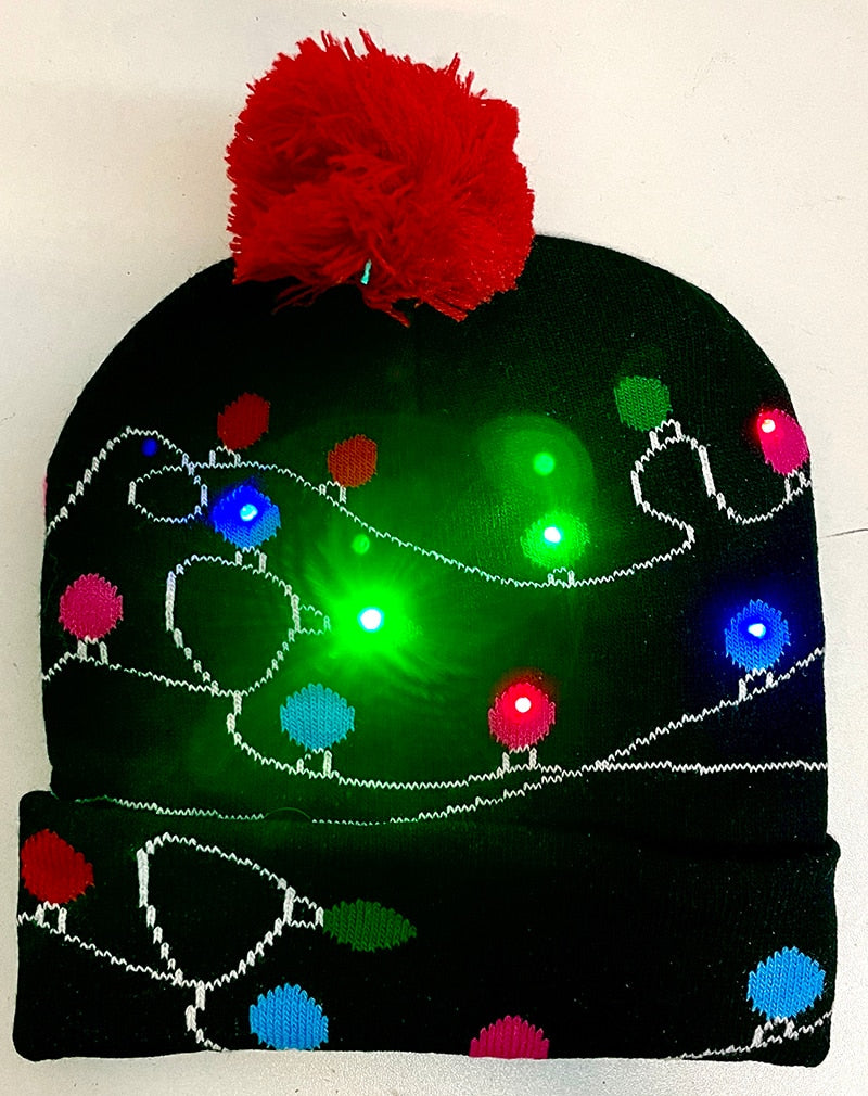 ¡A la venta! Gorro navideño de punto con luz LED para niños y adultos, gorro cálido iluminado, decoración navideña de Año Nuevo, 2023.