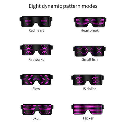 Gafas Led con Bluetooth para fiesta, lentes luminosas con Control por aplicación, idiomas personalizados, carga USB, parpadeantes, para Concierto de Navidad