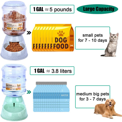 Cuenco de alimentación automática para mascotas, cuencos de 3,8 L para comida de perro, alimentador para gatos, dispensador de agua y comida para cachorros de gran capacidad, producto para mascotas