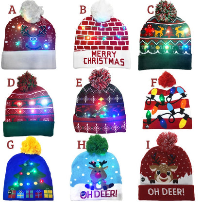 ¡A la venta! Gorro navideño de punto con luz LED para niños y adultos, gorro cálido iluminado, decoración navideña de Año Nuevo, 2023.