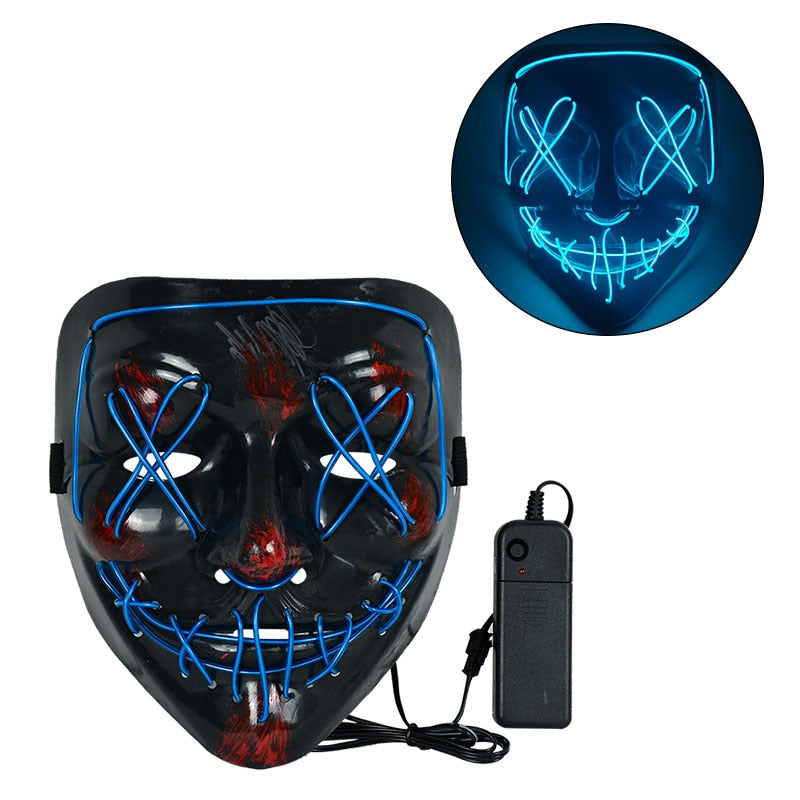 Cosmask-Máscara de neón para Halloween, mascarilla Led, máscaras de fiesta que brillan en la oscuridad, máscaras divertidas, suministros de disfraces de Cosplay