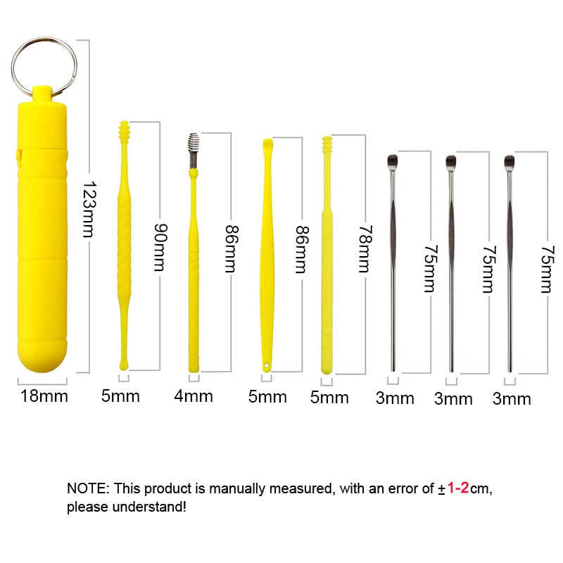 Set de acero inoxidable Earpick limpiador de oído cuchara oído cuidado de limpieza Herramienta de extracción de cera de los oídos.