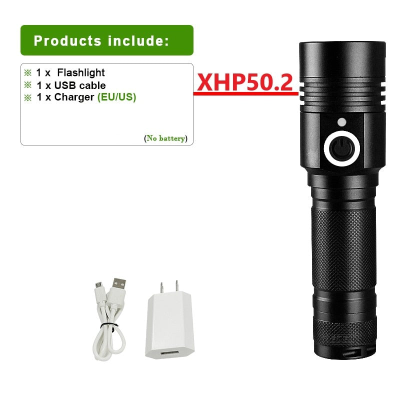 Super XHP120 Linterna Led más potente XHP90 Luz de antorcha de alta potencia recargable Usb.