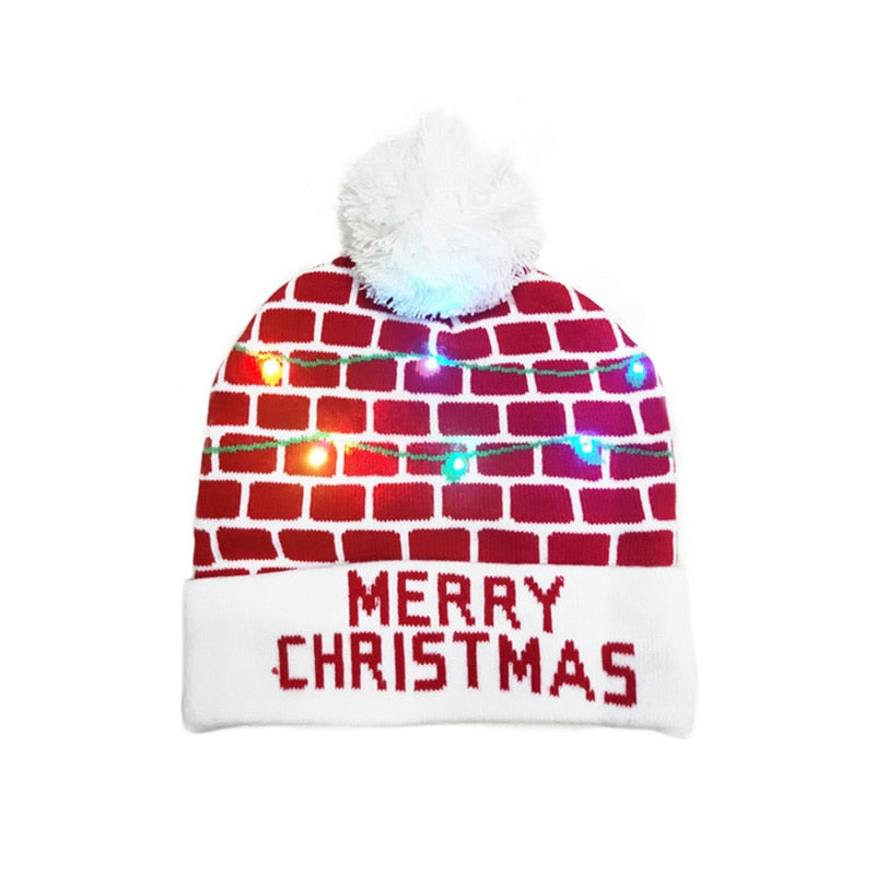 ¡A la venta! Gorro navideño de punto con luz LED para niños y adultos, gorro cálido iluminado, decoración navideña de Año Nuevo, 2023.