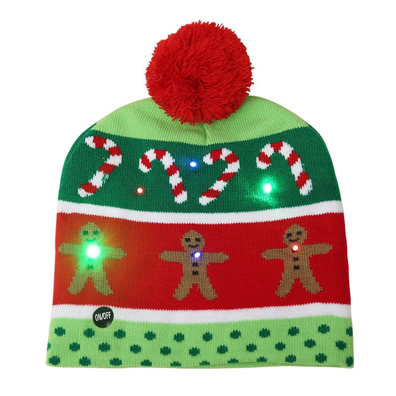 ¡A la venta! Gorro navideño de punto con luz LED para niños y adultos, gorro cálido iluminado, decoración navideña de Año Nuevo, 2023.