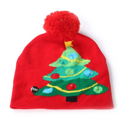 ¡A la venta! Gorro navideño de punto con luz LED para niños y adultos, gorro cálido iluminado, decoración navideña de Año Nuevo, 2023.