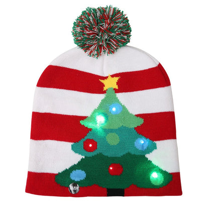 ¡A la venta! Gorro navideño de punto con luz LED para niños y adultos, gorro cálido iluminado, decoración navideña de Año Nuevo, 2023.