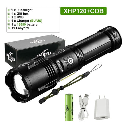 Super XHP120 Linterna Led más potente XHP90 Luz de antorcha de alta potencia recargable Usb.