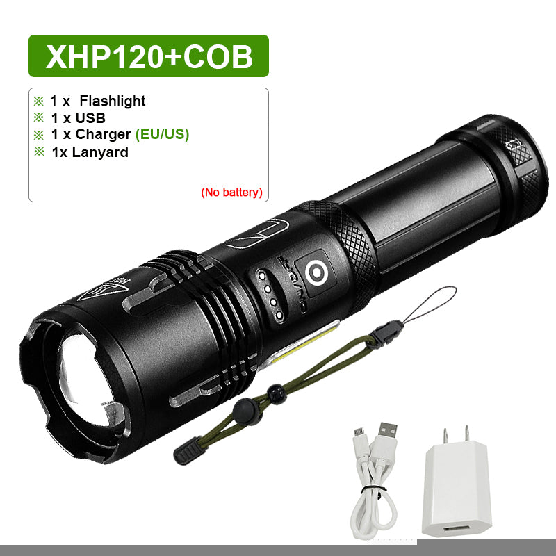 Super XHP120 Linterna Led más potente XHP90 Luz de antorcha de alta potencia recargable Usb.