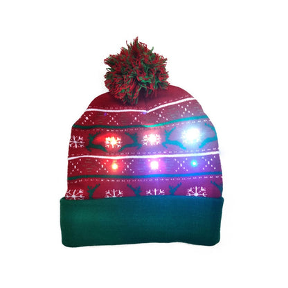 ¡A la venta! Gorro navideño de punto con luz LED para niños y adultos, gorro cálido iluminado, decoración navideña de Año Nuevo, 2023.