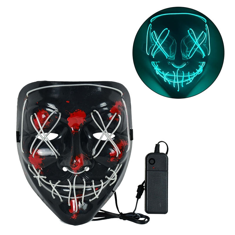 Cosmask-Máscara de neón para Halloween, mascarilla Led, máscaras de fiesta que brillan en la oscuridad, máscaras divertidas, suministros de disfraces de Cosplay