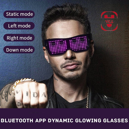 Gafas Led con Bluetooth para fiesta, lentes luminosas con Control por aplicación, idiomas personalizados, carga USB, parpadeantes, para Concierto de Navidad