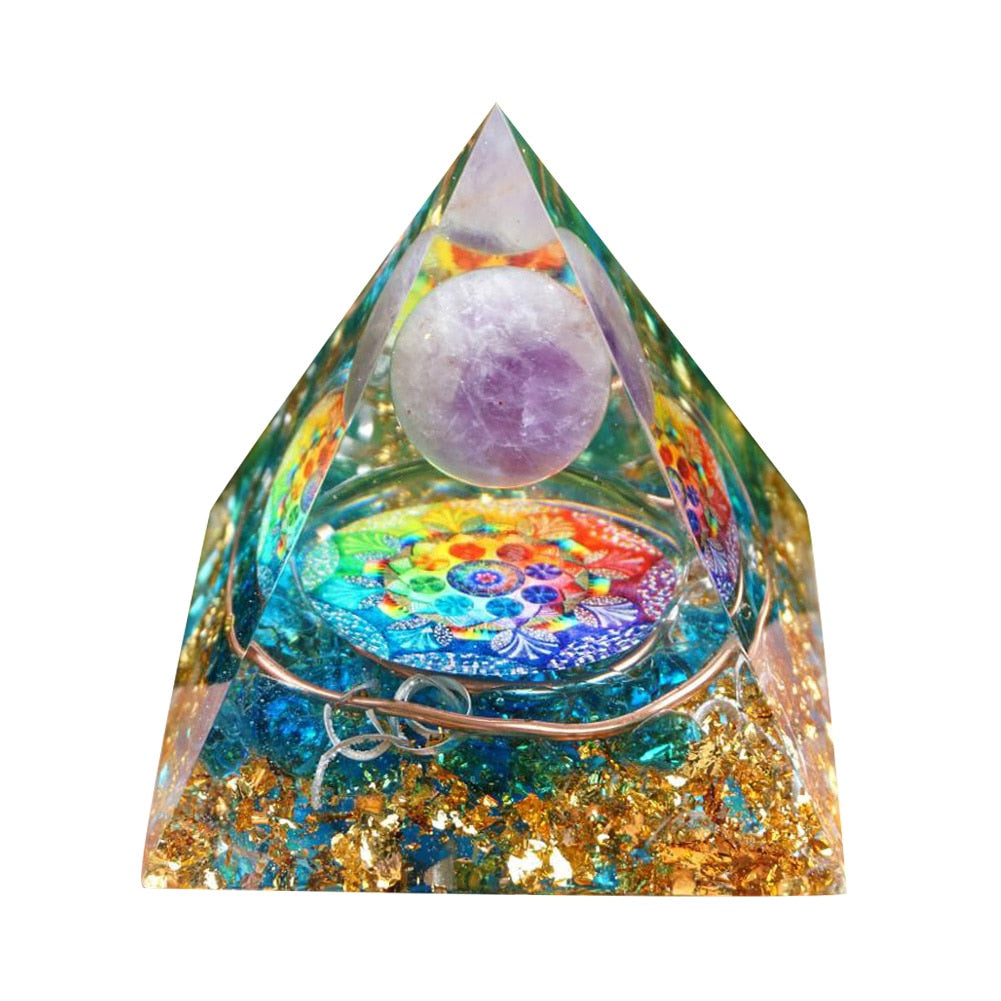 Generador de energía, pirámide de orgón, amatista, Peridoto, cristal Natural curativo, Reiki, generador de Chakra, pirámide de orgonita, herramienta de meditación