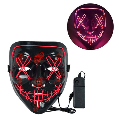 Cosmask-Máscara de neón para Halloween, mascarilla Led, máscaras de fiesta que brillan en la oscuridad, máscaras divertidas, suministros de disfraces de Cosplay