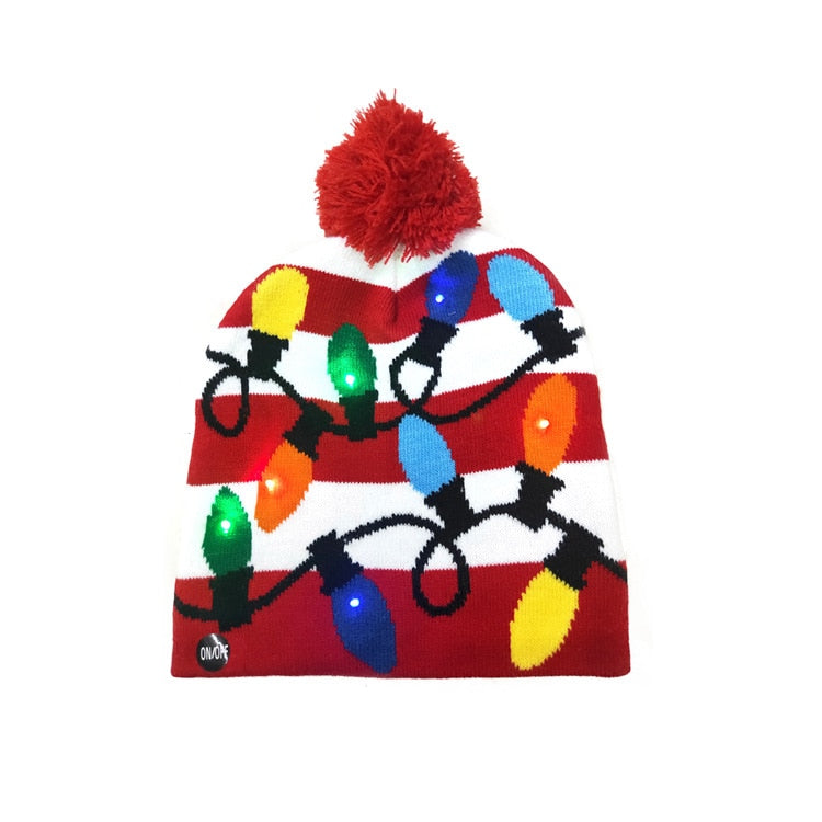 ¡A la venta! Gorro navideño de punto con luz LED para niños y adultos, gorro cálido iluminado, decoración navideña de Año Nuevo, 2023.