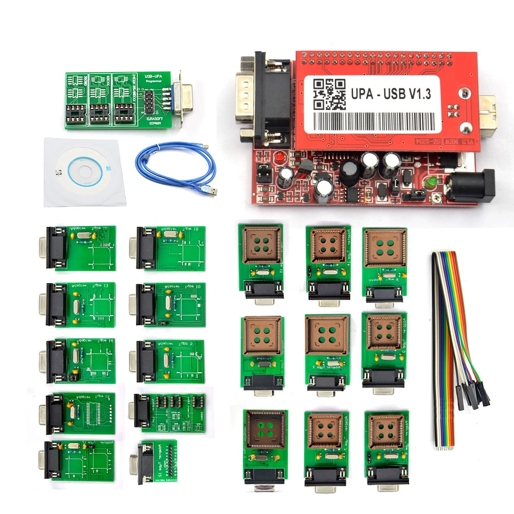 Programador de serie UPA USB V1.3, adaptador USB V1.3 para con Chip ECU, tuneado Eeprom y adaptadores completos de Microchip