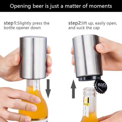 Abridor automático de botellas de cerveza.