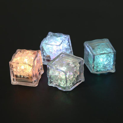 Cubos de hielo LED brillantes, Bola de fiesta, luz de Flash, neón, Festival de bodas, Bar de Navidad, suministros de decoración de copas de vino, 12 piezas