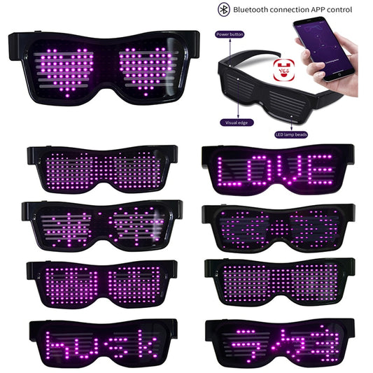 Gafas Led con Bluetooth para fiesta, lentes luminosas con Control por aplicación, idiomas personalizados, carga USB, parpadeantes, para Concierto de Navidad