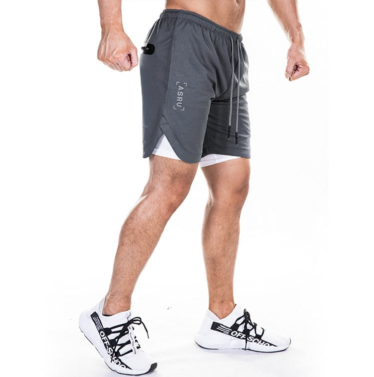 Pantalones cortos para hombre, ropa deportiva 2 en 1, para gimnasio, culturismo, entrenamiento, de secado rápido, para playa, verano