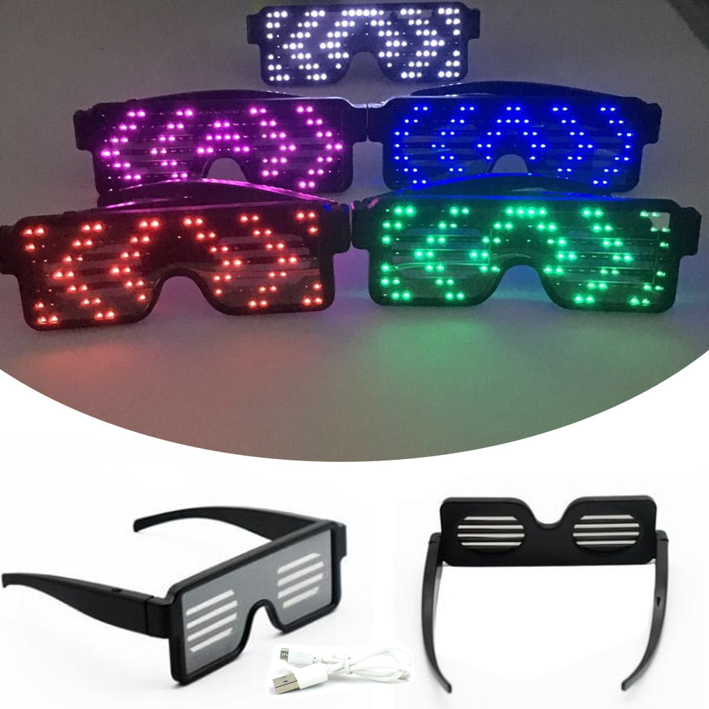 Gafas Led de neón para fiesta, luminosas con 11 modos de Flash rápido, carga USB.