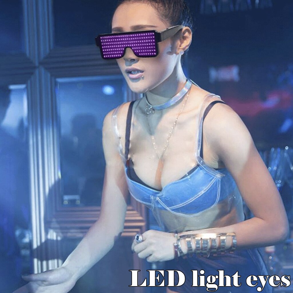 Gafas Led de neón para fiesta, luminosas con 11 modos de Flash rápido, carga USB.