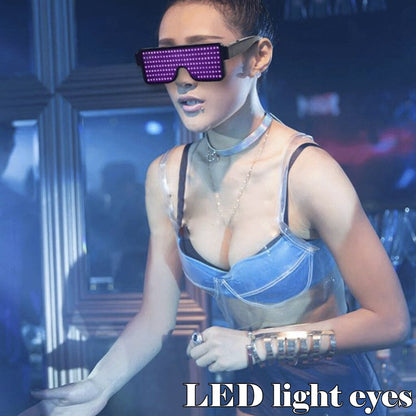 Gafas Led de neón para fiesta, luminosas con 11 modos de Flash rápido, carga USB.