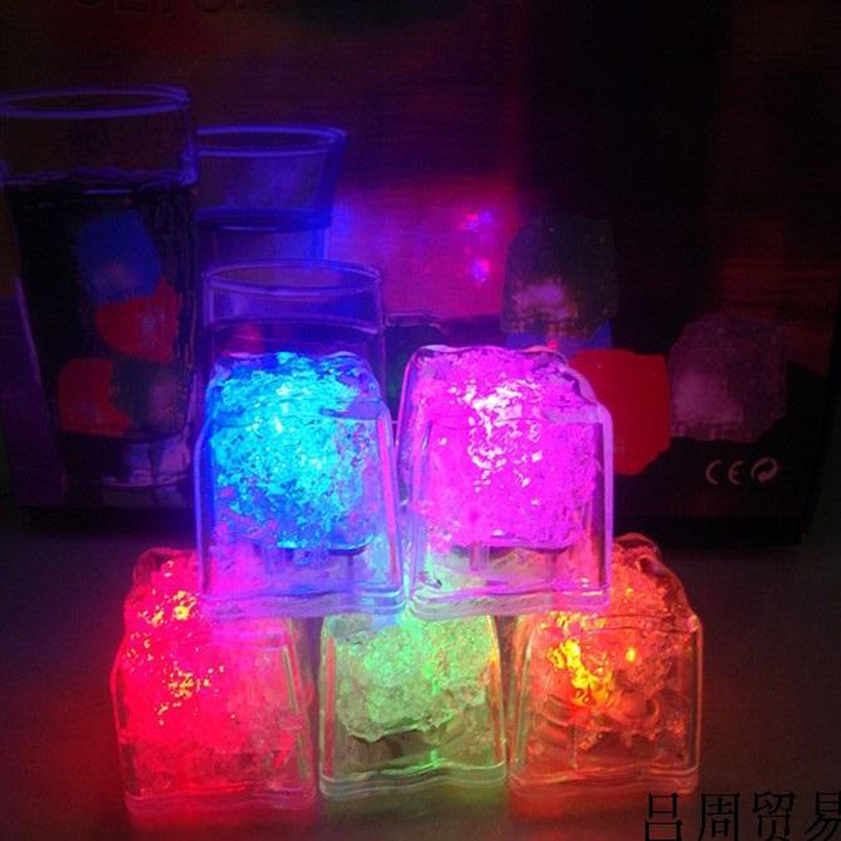 Cubos de hielo LED brillantes, Bola de fiesta, luz de Flash, neón, Festival de bodas, Bar de Navidad, suministros de decoración de copas de vino, 12 piezas