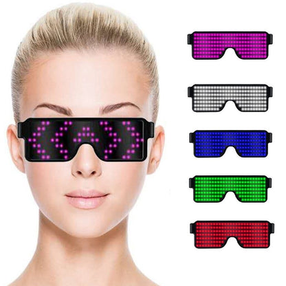 Gafas Led de neón para fiesta, luminosas con 11 modos de Flash rápido, carga USB.