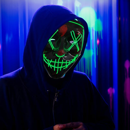 Cosmask-Máscara de neón para Halloween, mascarilla Led, máscaras de fiesta que brillan en la oscuridad, máscaras divertidas, suministros de disfraces de Cosplay