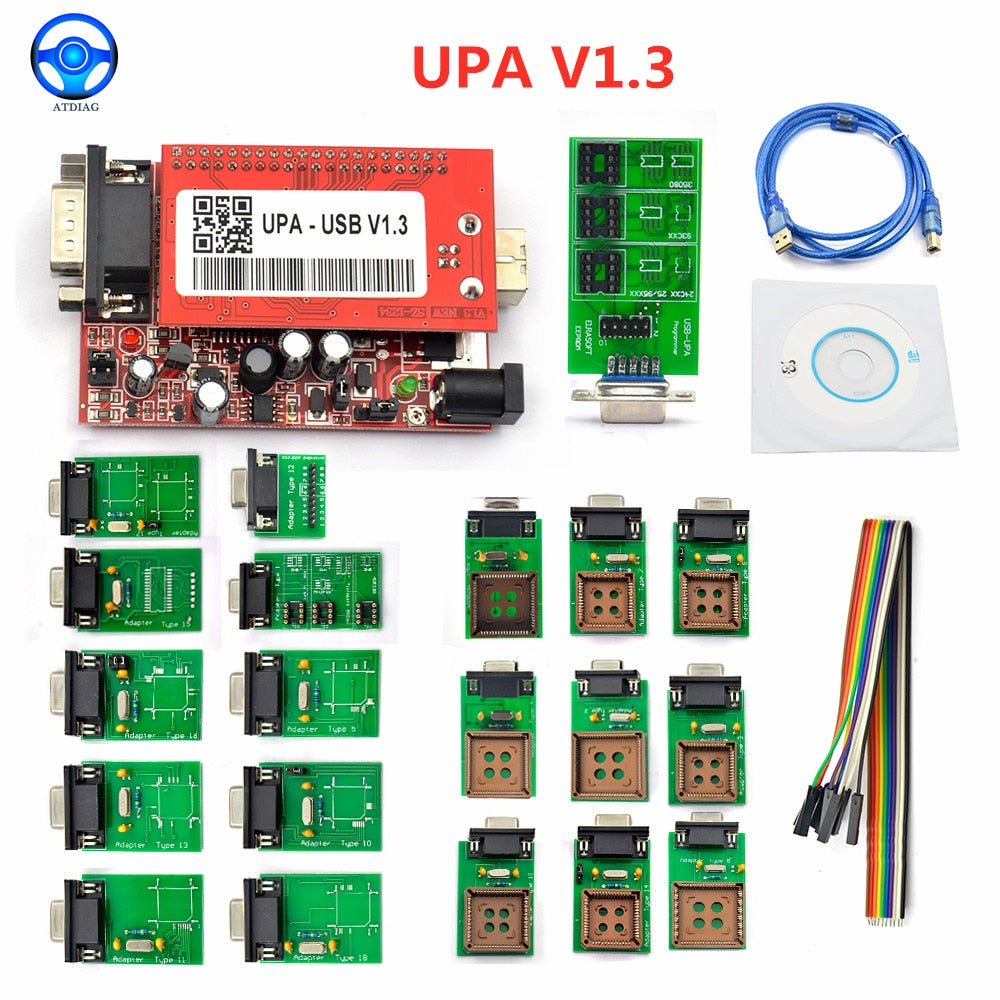 Programador de serie UPA USB V1.3, adaptador USB V1.3 para con Chip ECU, tuneado Eeprom y adaptadores completos de Microchip