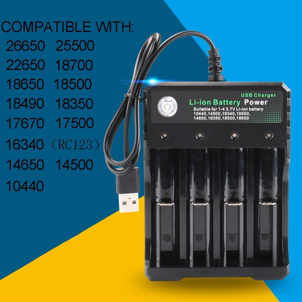 Cargador de batería de iones de litio, dispositivo electrónico portátil de carga independiente por USB, 4,2, 18650, 18650, 18500, 16340, 14500, 26650.