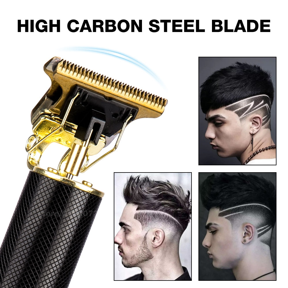 Cortadora de pelo recargable para hombre, maquinilla de afeitar eléctrica con pantalla LCD, inalámbrica, para barbería.