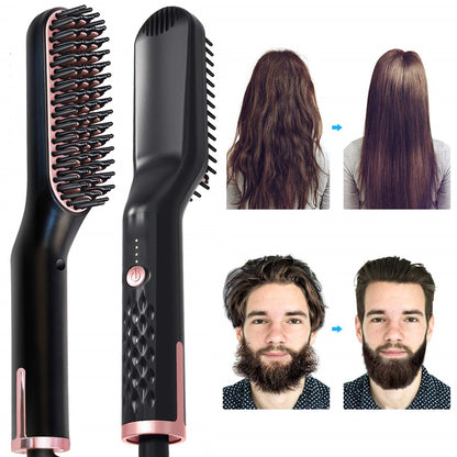 Cepillo alisador de barba multifuncional para hombres.