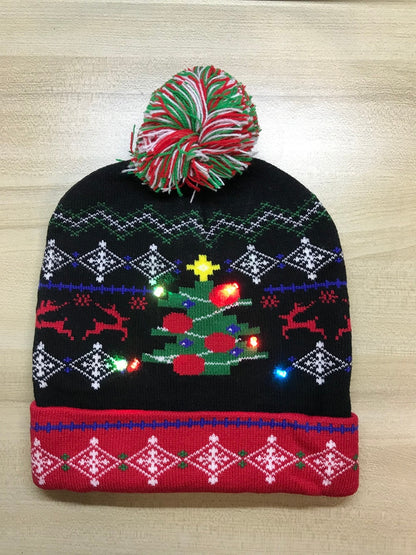 ¡A la venta! Gorro navideño de punto con luz LED para niños y adultos, gorro cálido iluminado, decoración navideña de Año Nuevo, 2023.