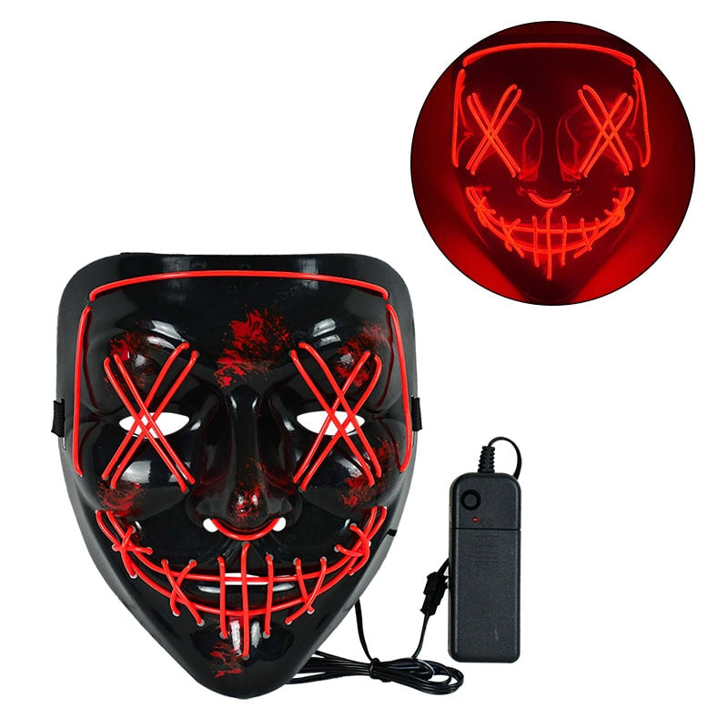 Cosmask-Máscara de neón para Halloween, mascarilla Led, máscaras de fiesta que brillan en la oscuridad, máscaras divertidas, suministros de disfraces de Cosplay