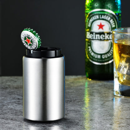 Abridor automático de botellas de cerveza.