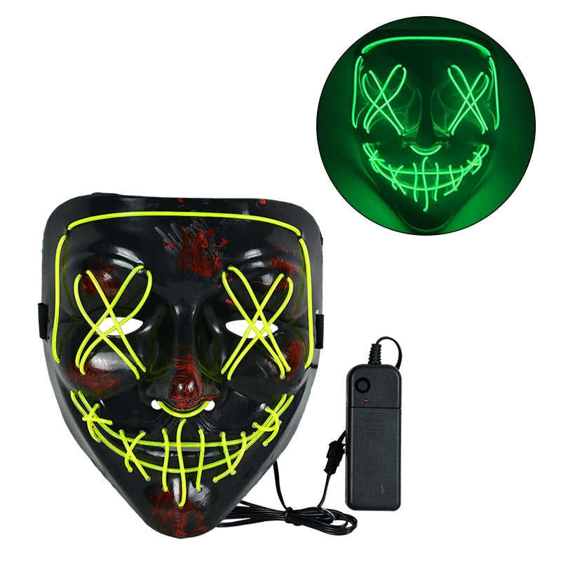 Cosmask-Máscara de neón para Halloween, mascarilla Led, máscaras de fiesta que brillan en la oscuridad, máscaras divertidas, suministros de disfraces de Cosplay