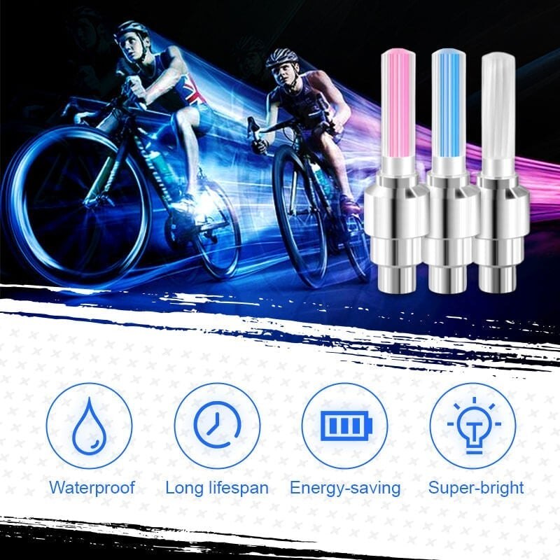 Luz LED de neón para rueda de coche, tapas de boquilla para lámpara Flash de ciclismo.