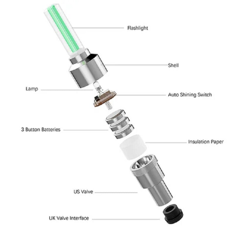 Luz LED de neón para rueda de coche, tapas de boquilla para lámpara Flash de ciclismo.