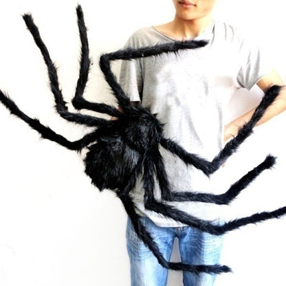 Araña Negra para Decoración Interior y Exterior, Bicho Arácnido Gigante para Decorar, Tamaños de 30, 50, 75, 90, 125, 150 y 200 cm, Accesorio para Dentro y Fuera de la Casa, para Halloween