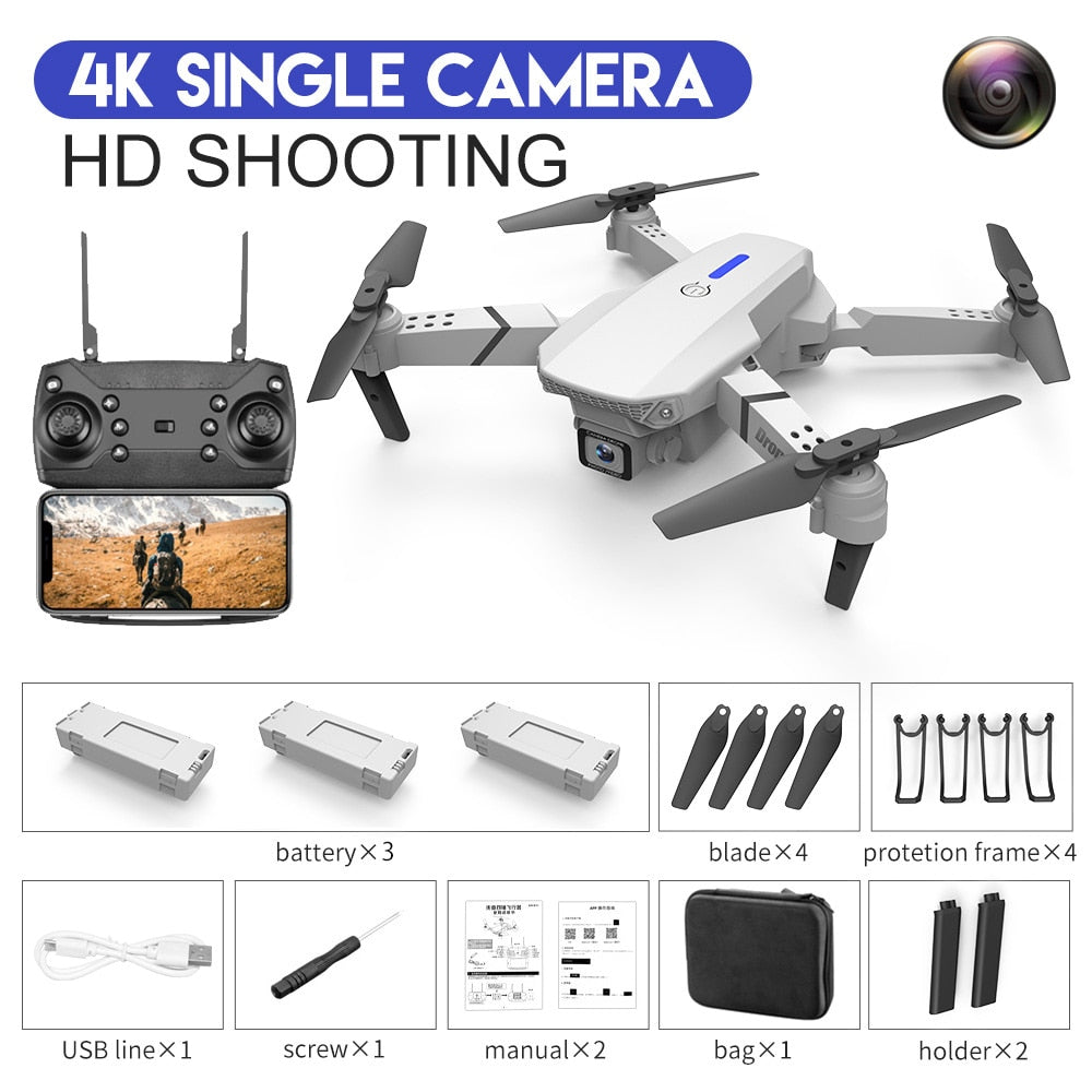 E88Pro-Dron 4K profesional con cámara HD gran angular de 2022 P.