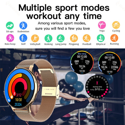 Zodvboz-reloj inteligente redondo para hombre y mujer, pulsera de Fitness con Bluetooth.