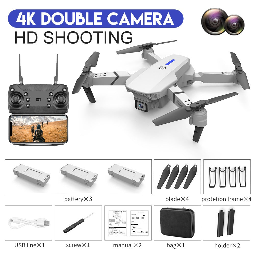 E88Pro-Dron 4K profesional con cámara HD gran angular de 2022 P.