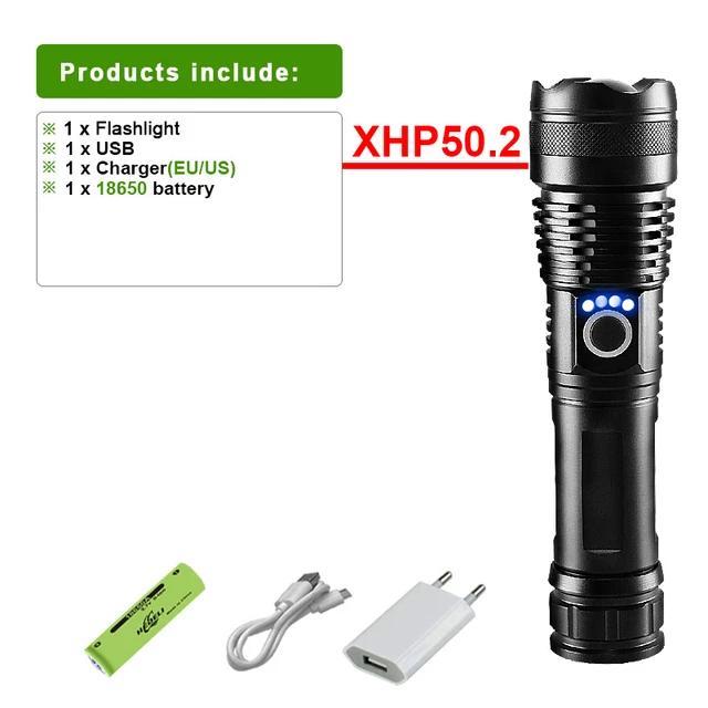 XHP360 potente linterna Led táctica recargable USB.