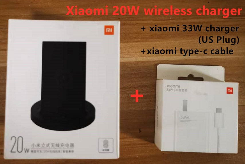 Xiaomi cargador inalámbrico para teléfono móvil, dispositivo de carga de 20W Max con Flash, carga estándar Qi para iPhone/Samsung/Huawei/Oneplus