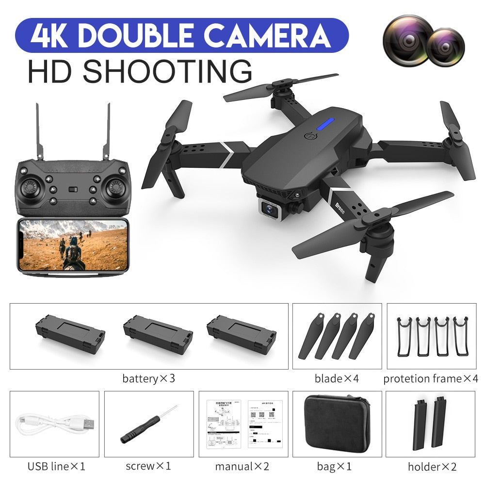 E88Pro-Dron 4K profesional con cámara HD gran angular de 2022 P.