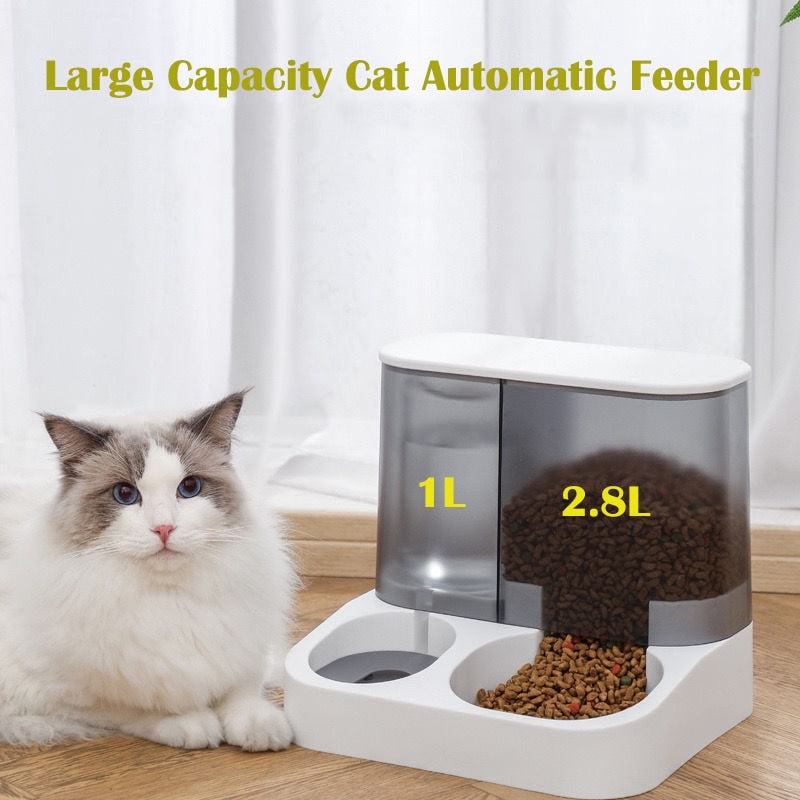 Alimentador automático de gran capacidad para gatos, dispensador de agua, separación húmeda y seca, contenedor de comida para perros, tazón de agua potable, suministros para mascotas.