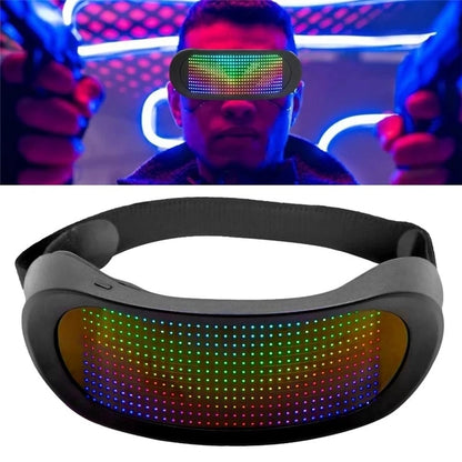 Gafas Led con Bluetooth para fiesta, lentes luminosas con Control por aplicación, idiomas personalizados, carga USB, parpadeantes, para Concierto de Navidad