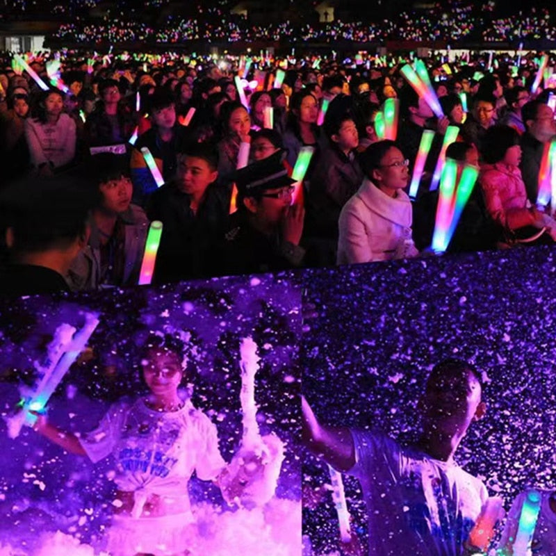 Barra de gomaespuma LED RGB para cumpleaños y bodas, barras luminosas de colores a granel, 12/15/30/60 piezas